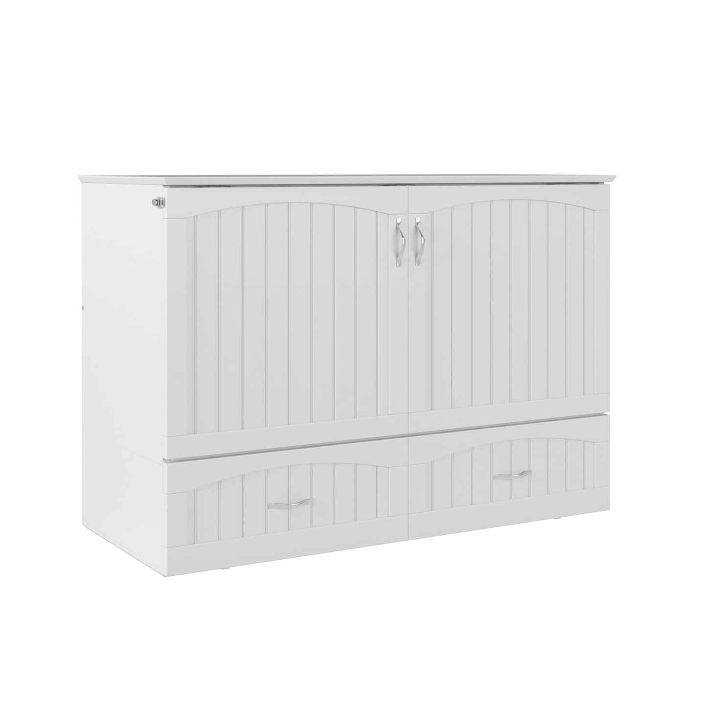 AFI, Southampton Murphy Bed Chest Full with 6" Mattress, Built-in USB Charger & Storage Drawer, White