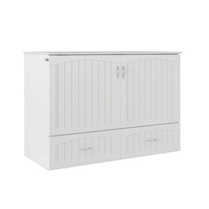 AFI, Southampton Murphy Bed Chest Full with 6" Mattress, Built-in USB Charger & Storage Drawer, White