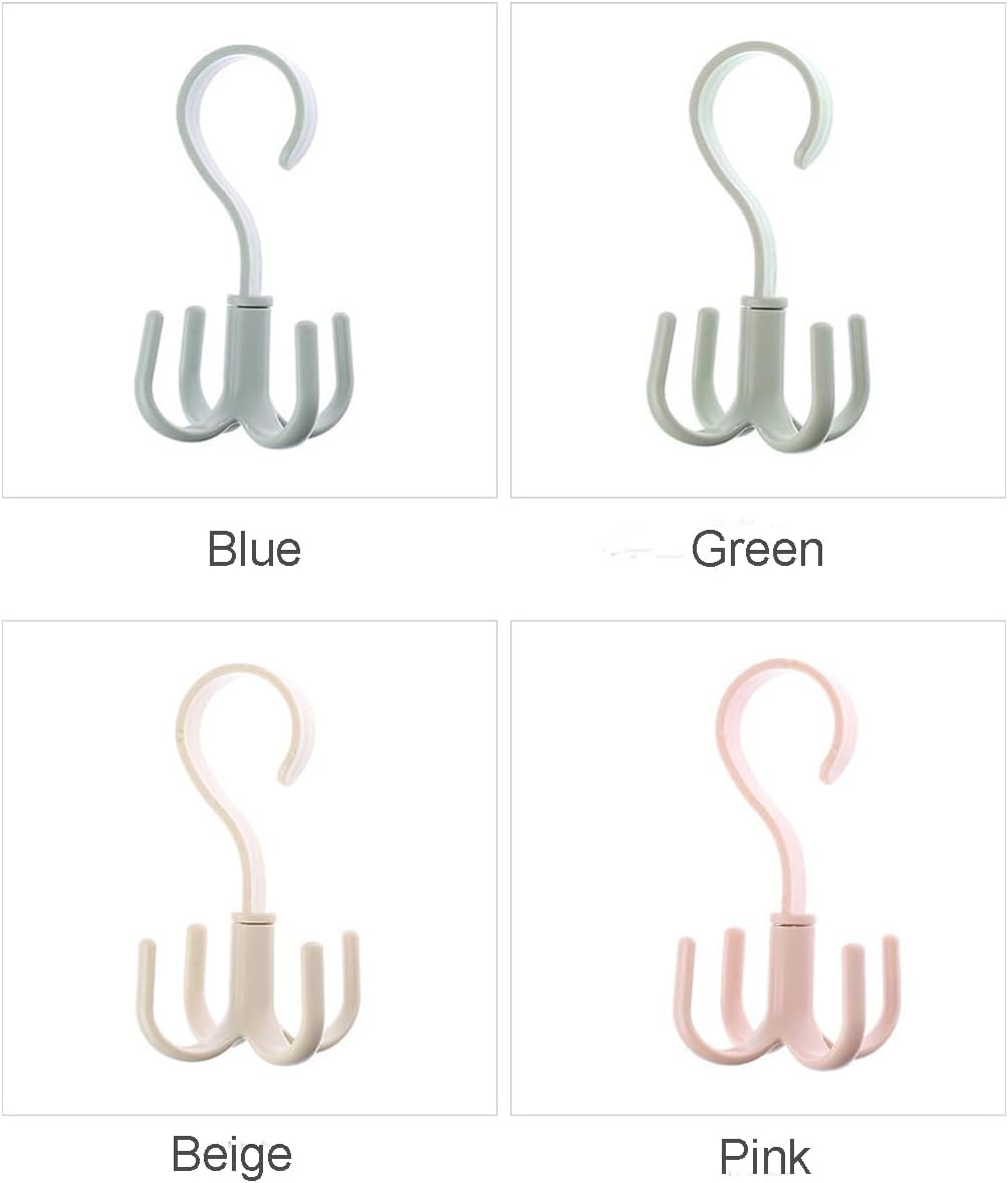 Closet Hanging Hooks, Rotatable Storage Organizer, Set of 4 Punch-Free Closet Hanger Holder for Home