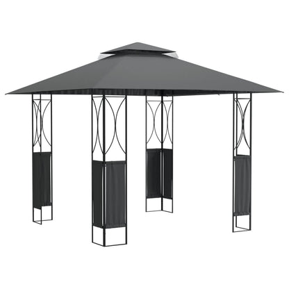 Anthracite Steel Outdoor Gazebo, Large 118x118 Inch Polyester Fabric Canopy, Powder-Coated Frame for Patio, Garden, Events Outdoor Structures