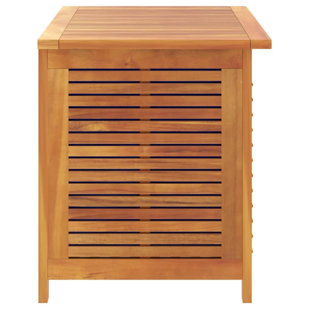 RCODSSK Solid Wood Acacia Patio Storage Box with Louver, 35.4x19.7x22 Inches, Waterproof Bag for Cushions, Outdoor Side Table and Storage