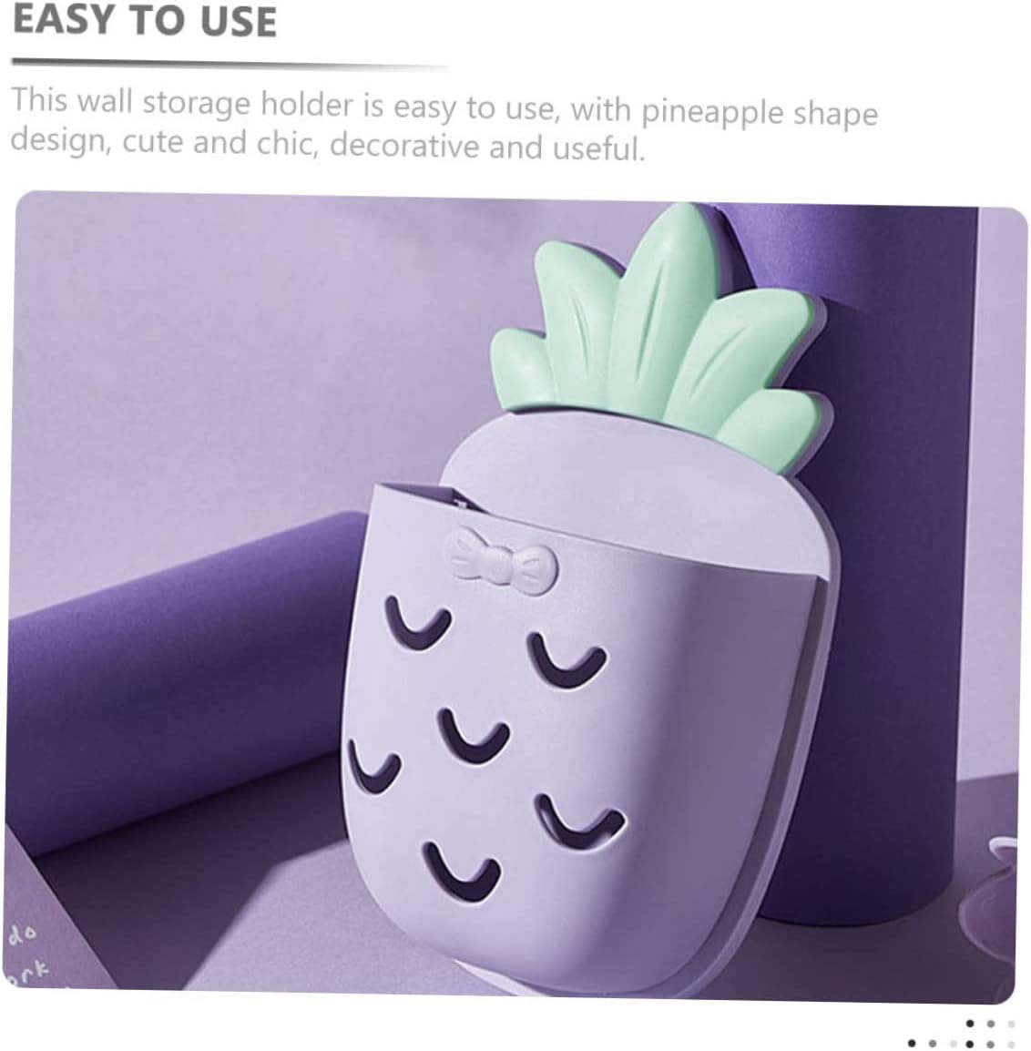 Hemoton 2 Pcs Wall Hanging Storage Basket, Pineapple Bathroom Organizer, Wall Mounted Toothbrush & Phone Holders
