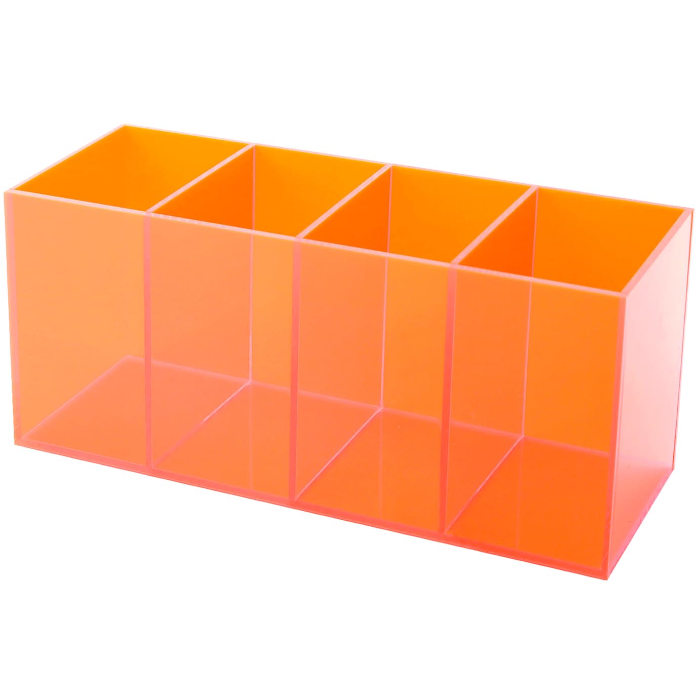 HappyDino Pen Holder for Desk Neon Acrylic Pencil Holder Cup Makeup Brush Storage Organizer for Vanity, Neon Orange