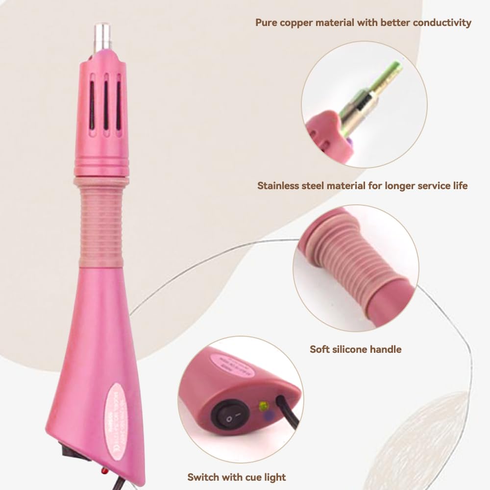 Hotfix Applicator 7-in-1 Rhinestone Setter Hot Fix Wand Bedazzler Kit Tool Set for Crafts Shoes Clothes Fabric Clothing(Pink)