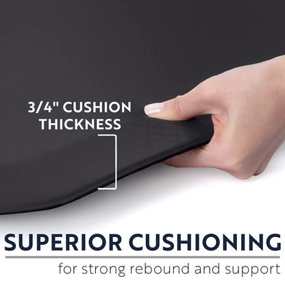 KANGAROO Anti Fatigue Mats for Kitchen Floor, 58x20, Reduce Foot, Knee, Back Pressure, 3/4 Inch Thick Cushioned Ergonomic Mat, Waterproof Comfort Rug for Under Sink, Standing Desk, Store Floors, Black