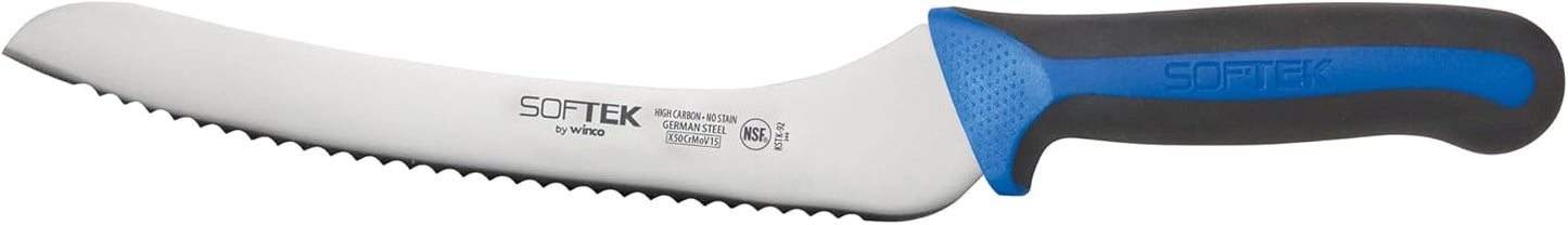 Winco Sof-Tek 9" Offset Utility/Bread Knife with Soft Grip Handle
