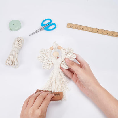 ORIGACH 3 Set DIY Angel Macrame Kit, Boho Wall Hanging Ornament for Beginners, Angel Wings Kit with Instruction Tutorial for Adults, Beige
