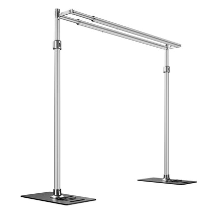 soonpho Pipe and Drape Backdrop Stand, Double Heavy Duty Backdrop Stand Adjustable Telescopic Metal Frame with Wide Flat Bases for Stability for Wedding, Photo Booth, Party & Event Decorations