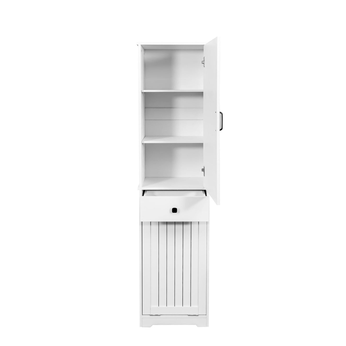 Laundry Cabinet with1 Storage Cabinet and 1 Drawer – White, Space-Saving Organization Solution for Easy Laundry Management