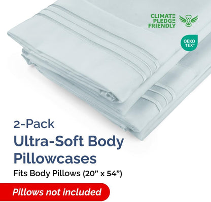 Skiennix Body Pillowcases Set of 2 | Soft 20x54 Long Pillow Covers for Side Sleepers - Wrinkle-Free, Machine Washable, Sky Blue