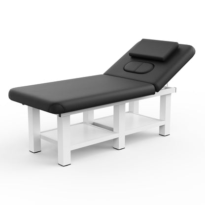 pouseayar Stationary Massage Table, 75”L 31.5''W Heavy Duty Esthetician Bed, 800LBS Metal Frame PU Leather Physical Therapy Table Spa Lash Bed Professional Equipment (Black)
