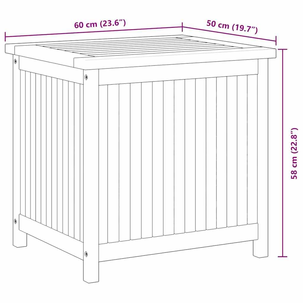 Kalmrek Patio Storage Box Solid Wood Teak 23.6"x19.7"x22.8" Outdoor Garden Deck Yard Porch Chest with Lining Organizer Bench for Cushion Tool Firewood