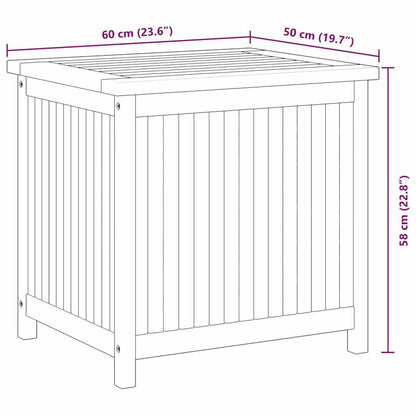 Kalmrek Patio Storage Box Solid Wood Teak 23.6"x19.7"x22.8" Outdoor Garden Deck Yard Porch Chest with Lining Organizer Bench for Cushion Tool Firewood