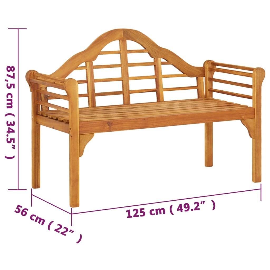 BOWERY HILL Solid Acacia Wood Garden Bench, Brown Oiled Finish, Ergonomic Rectangular Design, Indoor/Outdoor Use, 49.2 x 49.2 x 34.4 in, Rustic Patio Furniture for Relaxed Seating