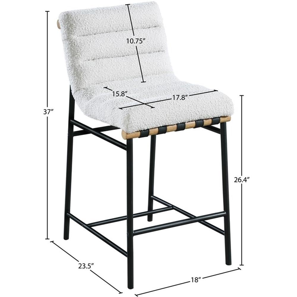 Meridian Furniture 857Cream-C Burke Collection Modern | Contemporary Boucle Fabric Upholstered Counter Stool, Cream, 18" W x 24" D x 37.5" H
