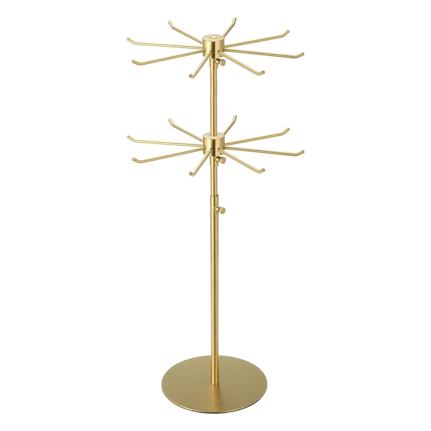 uxcell Keychain Display Stand, 1Pcs - Metal 2-layer Rotating Jewelry Display Stand with 8 Hook, Adjustable Display Rack for Necklace Craft Shows (Gold)