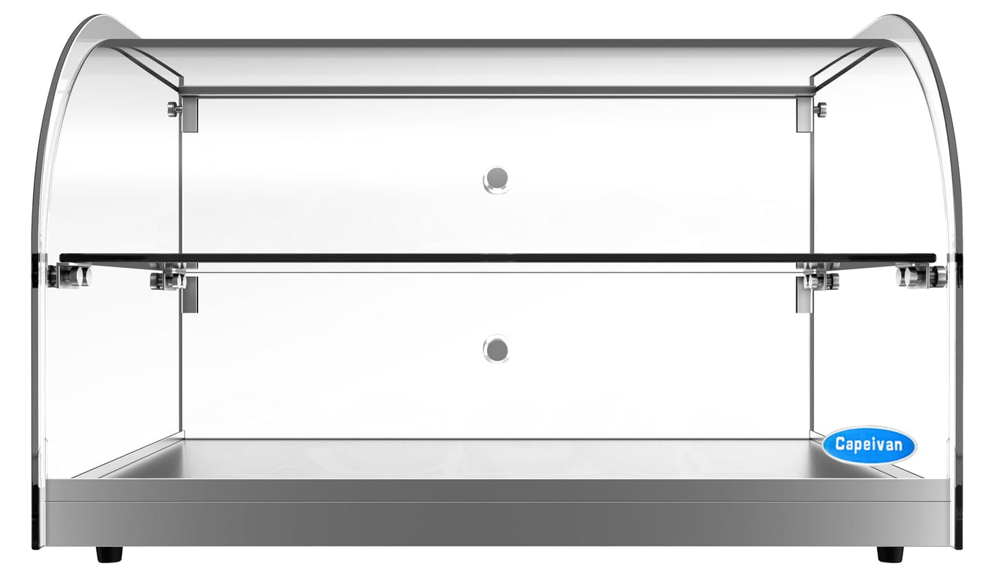 Capeivan Commercial Countertop Bakery Display Case - 1.59 Cu.Ft. Tempered Glass Pastry Showcase with Aluminum Frame, 22.1"×15.2"×14.6" for Cookies, Donuts, Cupcakes.