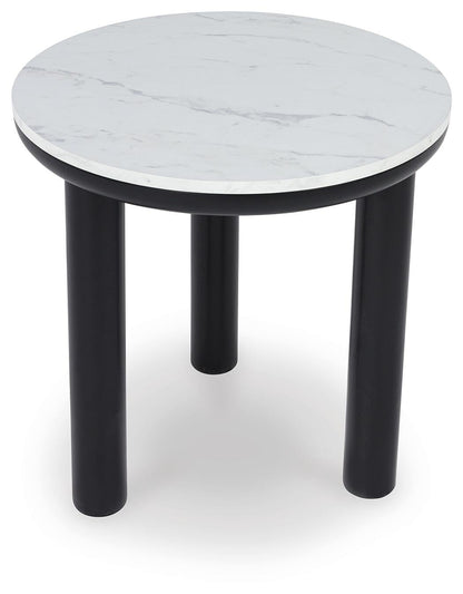 Signature Design by Ashley Xandrum Casual Faux Marble Occasional Table Set, Set of 3, Black & White