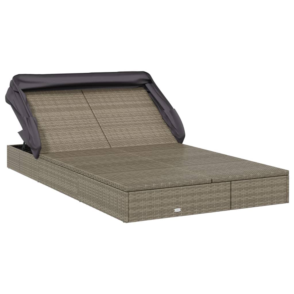 Yamxder 84" Grey PE Rattan Double Outdoor Chaise Lounge, Foldable Steel Frame Recliner with Cushions, Adjustable Armrests, Modern Patio Sun Lounger for Garden, Poolside, Balcony