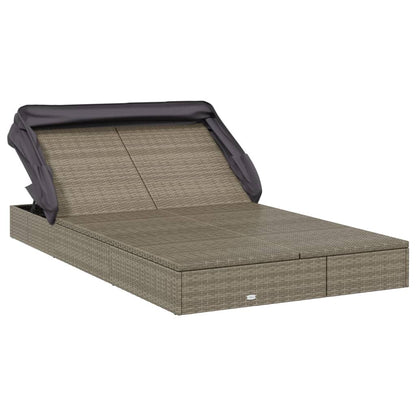 Yamxder 84" Grey PE Rattan Double Outdoor Chaise Lounge, Foldable Steel Frame Recliner with Cushions, Adjustable Armrests, Modern Patio Sun Lounger for Garden, Poolside, Balcony