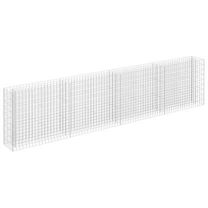 Foknhdi Galvanized Steel Raised Garden Bed 141.7x11.8x35.4 in Large Outdoor Planter Box Silver Modern Gabion Planter for Patio Yard Balcony