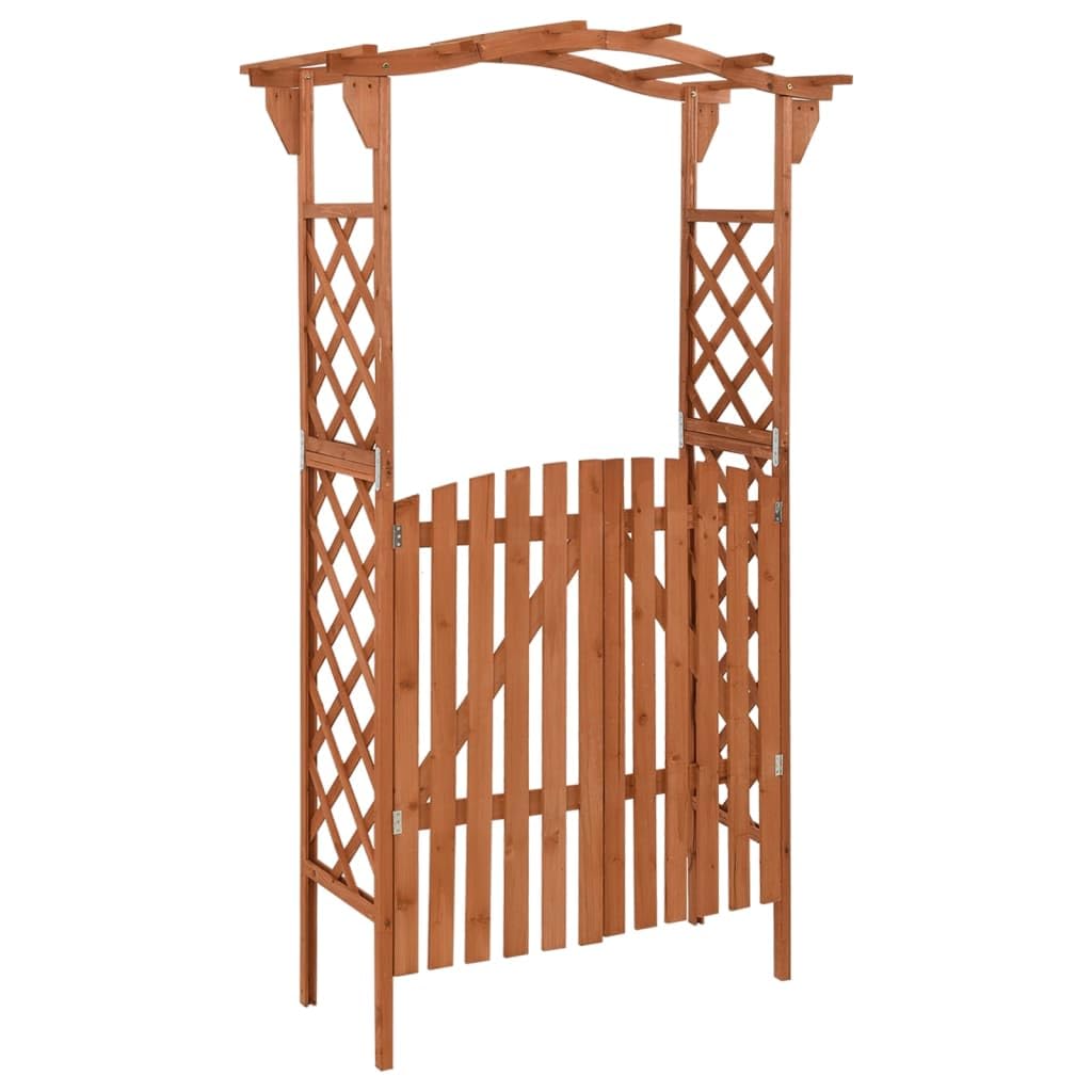 Fregramei Wooden Pergola with Gate, Outdoor Climbing Plants Garden Arbor for Lawn, Poolside, Backyard, Patio, Terrace, 45.7"x15.7"x80.3" Solid Firwood,-253