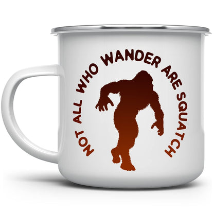 Bigfoot Sasquatch Enamel Campfire Mug, 12oz Outdoor Camping Coffee Cup, Gift for Mountain Nature Hiking Lovers