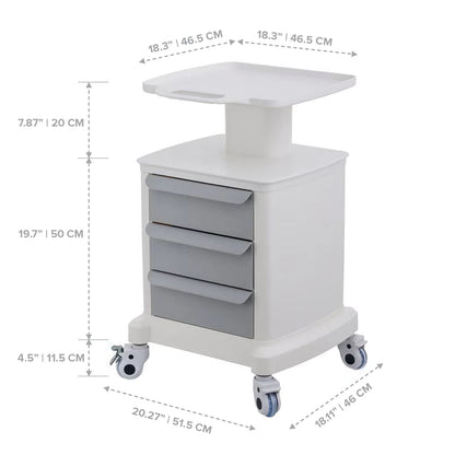 Professional-Grade 3-Drawer Utility Cart on Wheels - Trolley Cart w/ 3 Drawers & Utility Desk - Mobile Storage Cart, Cavitation Machine, Salon Supplies - Max 50kg/110lb Load…