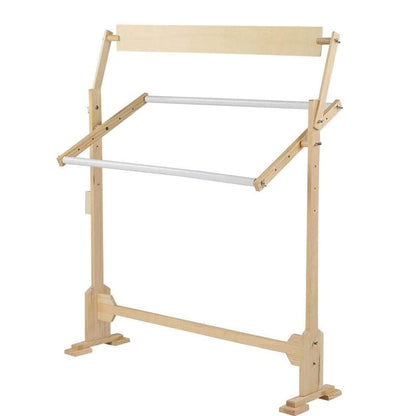 Embroidery Hoops Stand – 360° Adjustable Wooden Cross Stitch Frame, Needlework Floor Stand with Tool Box, Height & Width Adjustable