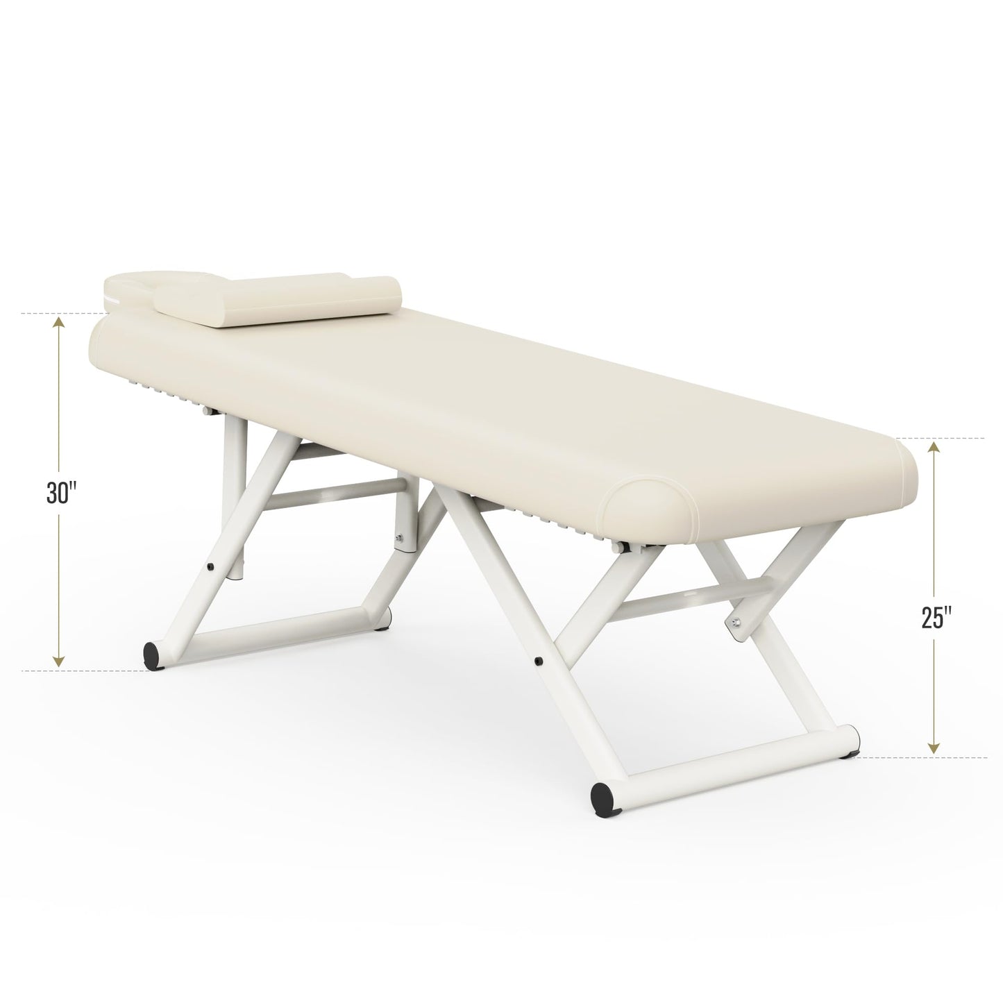 pouseayar Adjustable Massage Table with Face Pillow & Headrest, Sturdy and Solid, Silent and Easy to Adjust for Treatment Table Physical Therapy Table Spa Facial Bed - Fixed Backrest, Beige Gray