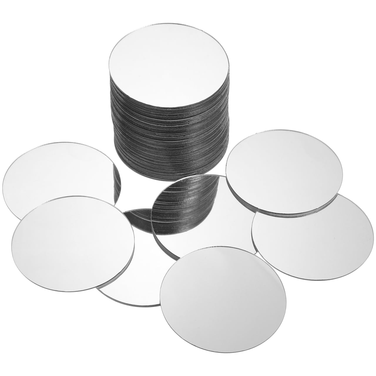 IWOWHERO 60Pcs Small Round Mirror Tiles 1.96 Inch Mini Circular Mirror Stickers with Adhesive Back for Craft Projects Wall Decor and Table Centerpieces