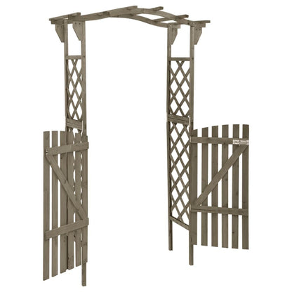 Fregramei Wooden Pergola with Gate, Outdoor Climbing Plants Garden Arbor for Lawn, Poolside, Backyard, Patio, Terrace, 45.7"x15.7"x80.3" Gray Solid Firwood,-254