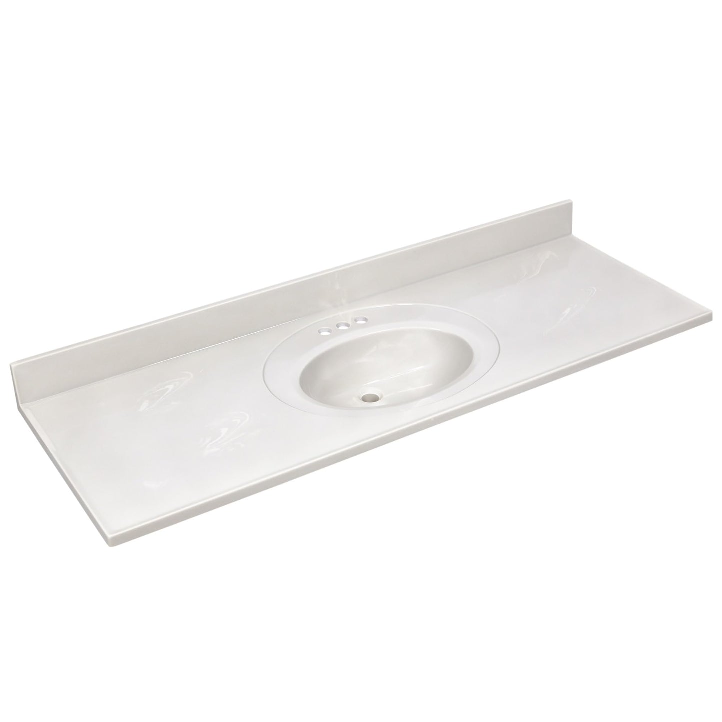 Design House Cultured Marble Vanity Top, 61 in W x 22 in D, Integrated 4 in Centerset Oval Sink & Backsplash, Ivory Swirl, 597419