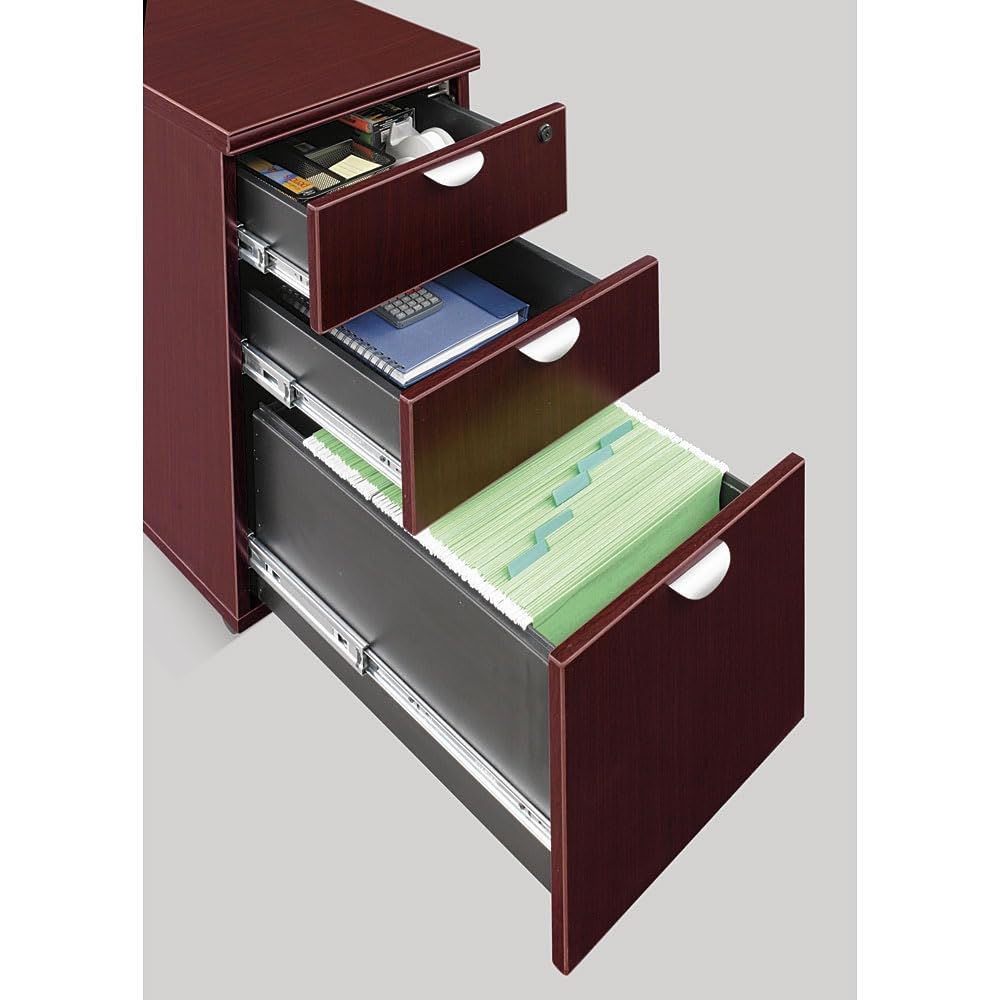 NBF Mobile File Cabinet 3 Drawer Office Storage Pedestal with Locking Drawers, 16" W x 22" D x 28" H, Driftwood, Esquire Collection