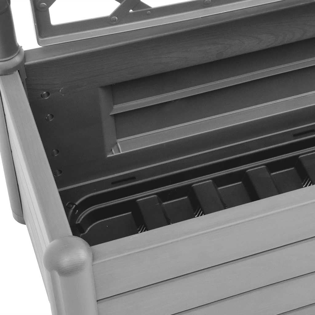 Foknhdi Large Rectangular Stone Grey Planter Box with Integrated Trellis 39.4x39.4x55.9 in UV-Resistant Polypropylene Vertical Herb Garden for Patio Balcony Outdoor and Indoor Spaces