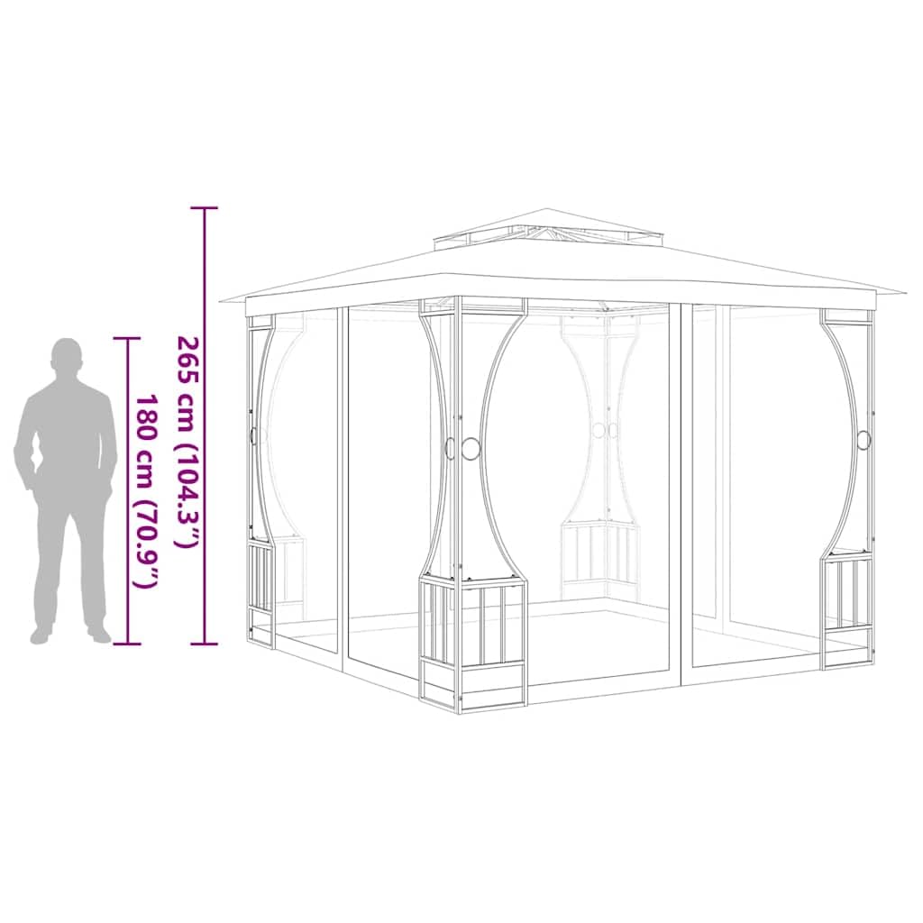 Anthracite Gazebo with Mosquito Nets, 9.8'x9.8' Outdoor Canopy Tent, UV Proof Polyester Fabric, Steel Frame, for Patio, Backyard, Deck Outdoor Structures