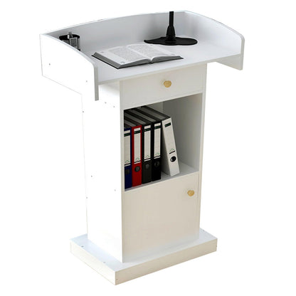 Wooden Pulpit Stand,floor Standing Church Pulpit Stand,pulpit Stand For Podium Presentations,pulpit With Wooden Heavy Duty Base With Double Storage Shelves For Classrooms,speeches,weddings(White)