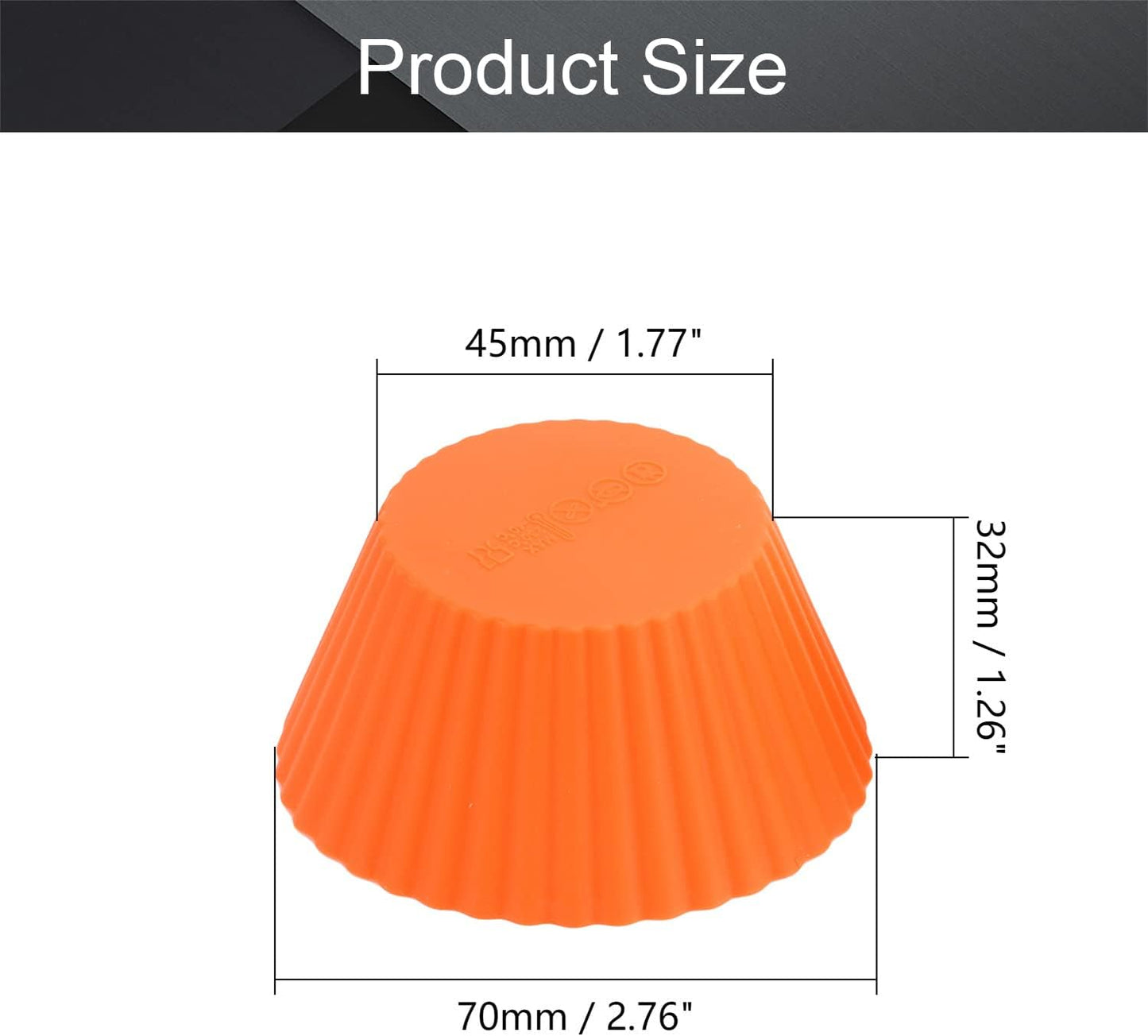 Utoolmart 5 Pcs Orange Reusable Silicone Baking Cups, Non-Stick Cake Molds for Party Supplies