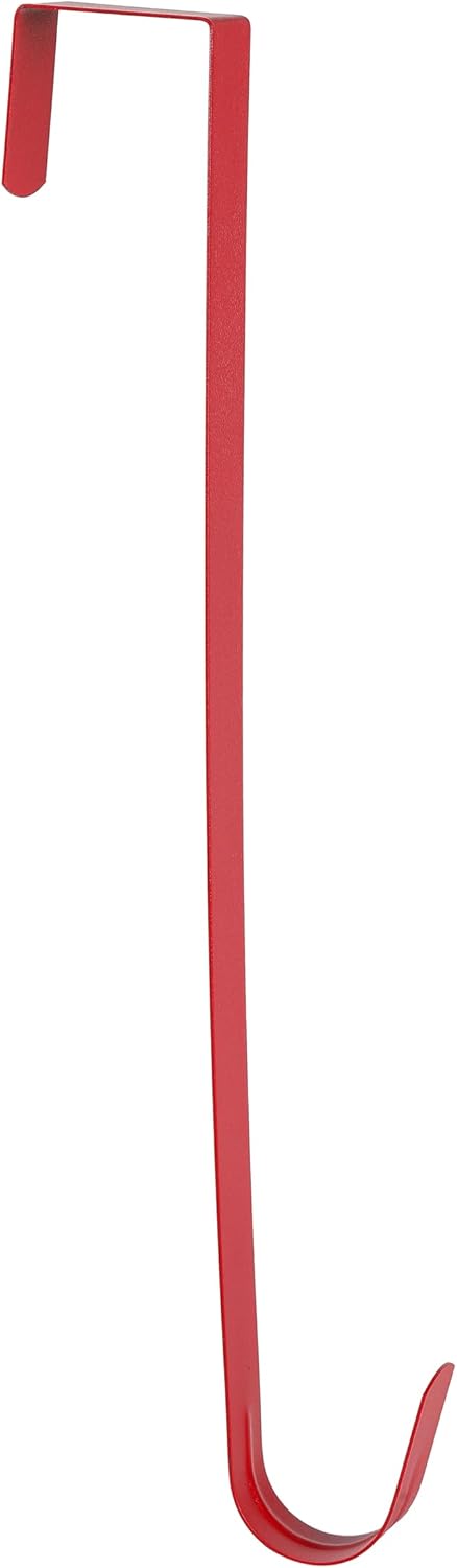 Sattiyrch 15" Wreath Hanger - Sturdy Steel Over The Door Hook for Front Door Decor (Red, 4")