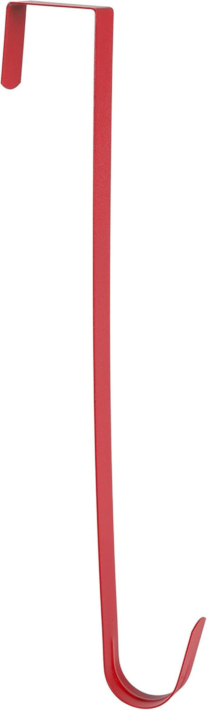 Sattiyrch 12" Wreath Hanger - Durable Steel Over The Door Hook for Front Door (Red)