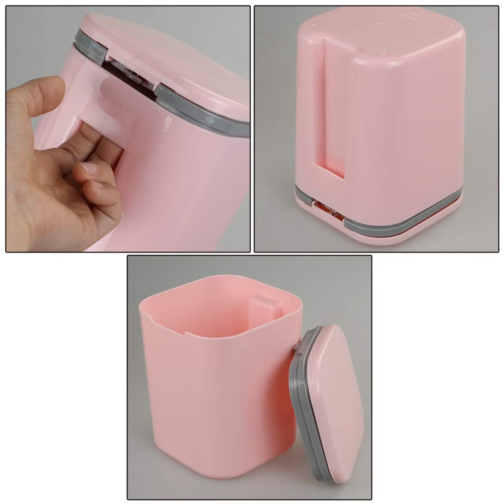 1/2 Gallon Tiny Countertop Trash Can, Push-Button, Pink