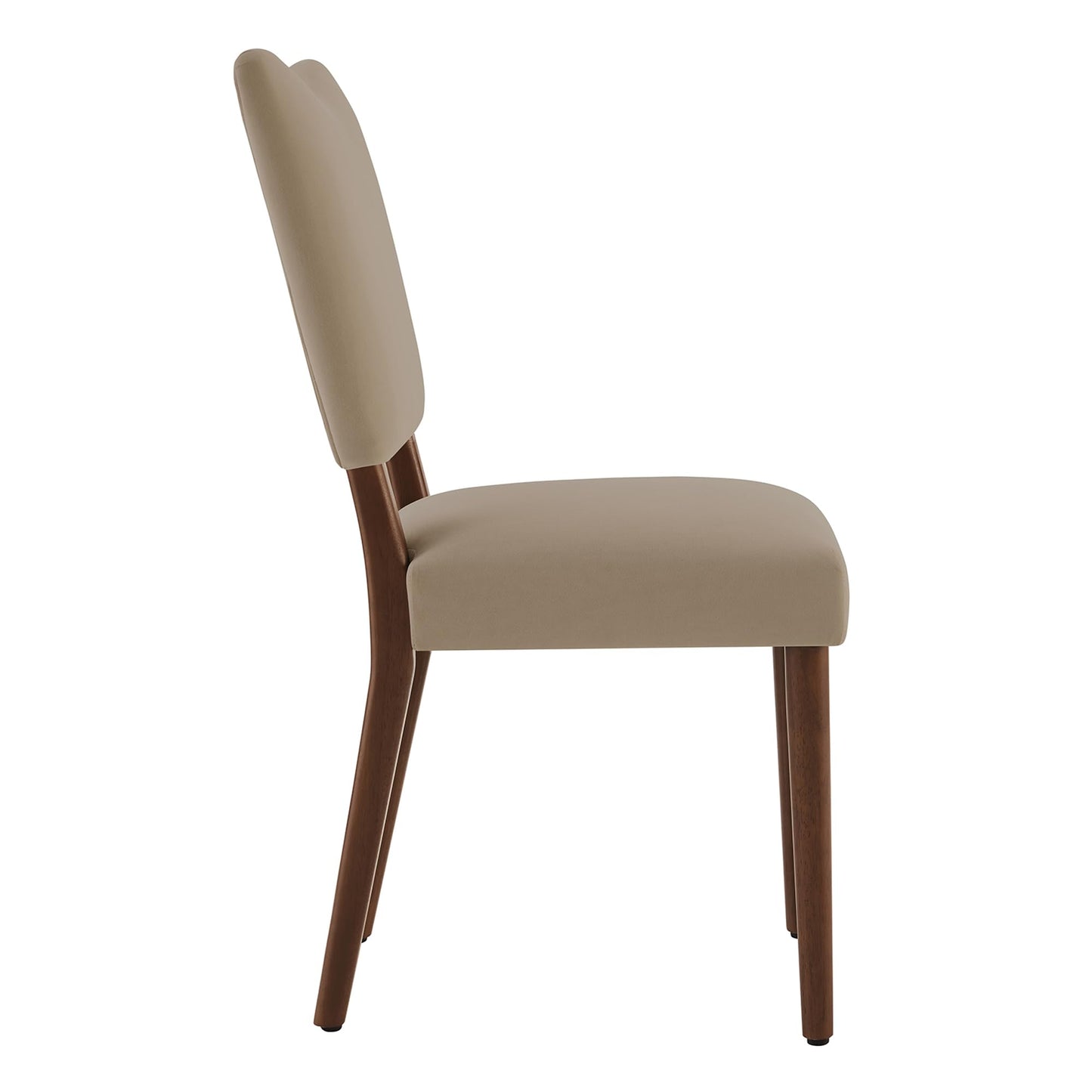 KISLOT Upholstered Dining Chairs Set of 4, Modern Velvet Kitchen Chairs with Solid Wood Legs, High Back Wooden Dining Room Chairs with Dark Walnut Color Legs for Farmhouse Kitchen Dining Room, Brown