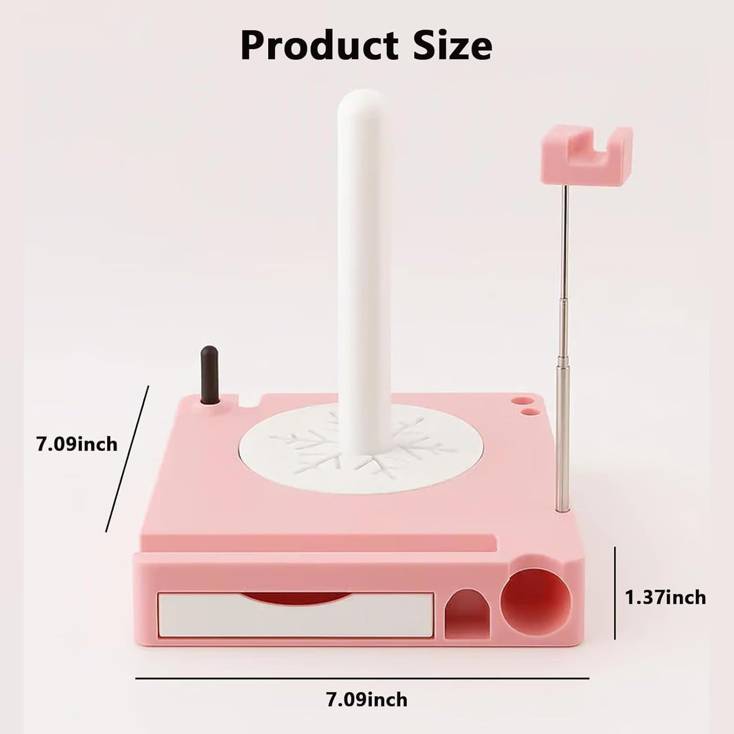 Portable Yarn Holder Spinner with Phone Stand | Detachable Spool Box & Crochet Organizer | Multi-Functional Knitting Accessory for Crocheters & Knitters (White)
