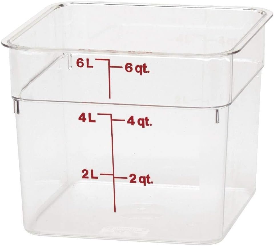 Cambro Food Storage Container, Classic Series Square, 6 QT (Quart), Commercial Grade for Food Prep