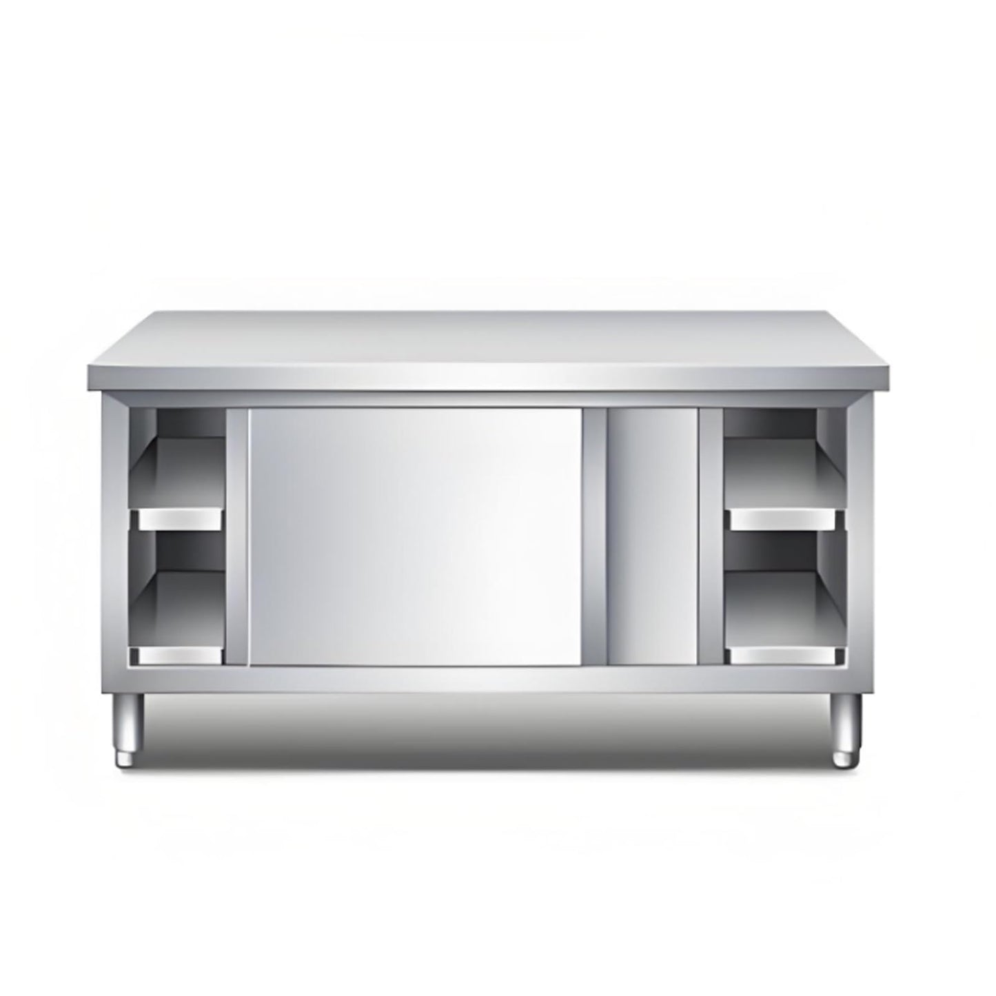 AYHARYLH Kitchen Prep Table Stainless Steel Kitchen Cabinet,Stainless Steel Commercial Worktable W/Sliding Doors For Prep & Work, Heavy Duty Workbench W/Cabinet, For Home, Restaurant, Hotel And Garage