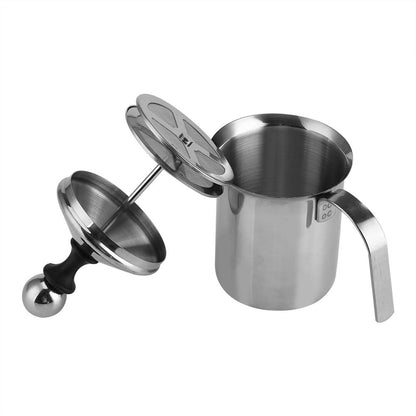Milk Frother, Milk Frothers Foam Maker, 800ML Stainless Steel Manual Milk Frother Double Mesh Coffee Foamer Creamer Blender (800ml)
