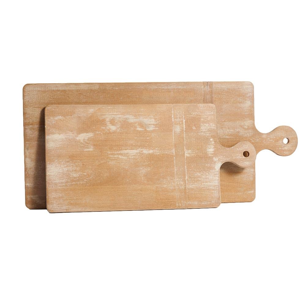 MY SWANKY HOME Large Vintage Style Long Traditional Wood Cutting Boards Set 2 Rustic Whitewash