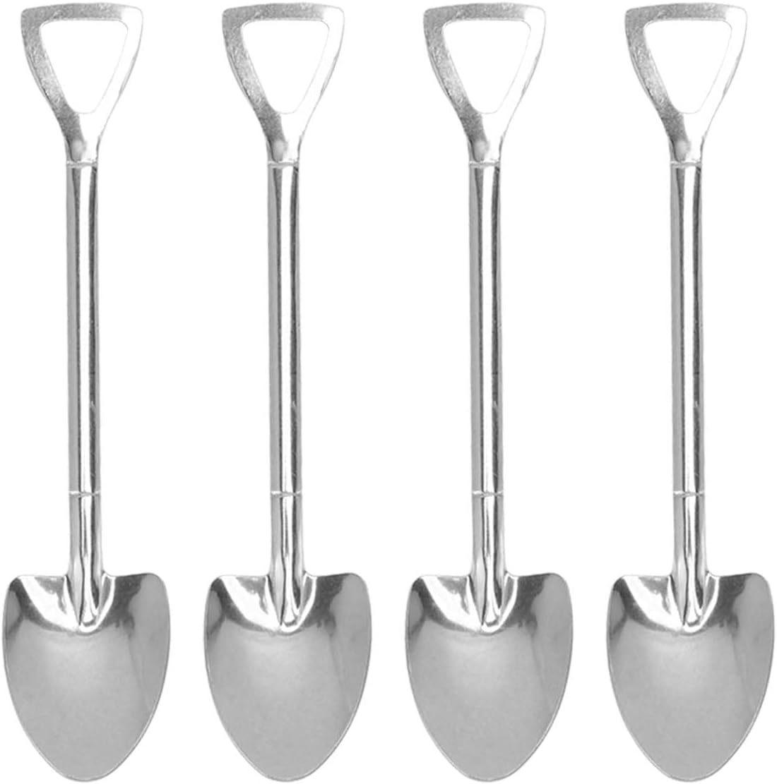 Ice Cream Spoon, Stainless Steel Cute Shovel Spoon, Reusable Sugar Dessert Cake Spoon for Home Cafe (4 Pointed Shovel)
