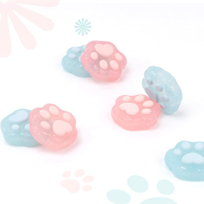 GeekShare Cat Paw Shape Thumb Grip Caps,Soft Silicone Joystick Cover Compatible with Switch/OLED/Switch Lite,4PCS (Glitter)