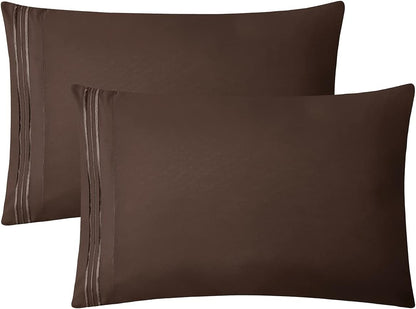 Clara Clark Premier 1800 Series Bed Sheet Set, 4pc, Queen, Chocolate Brown